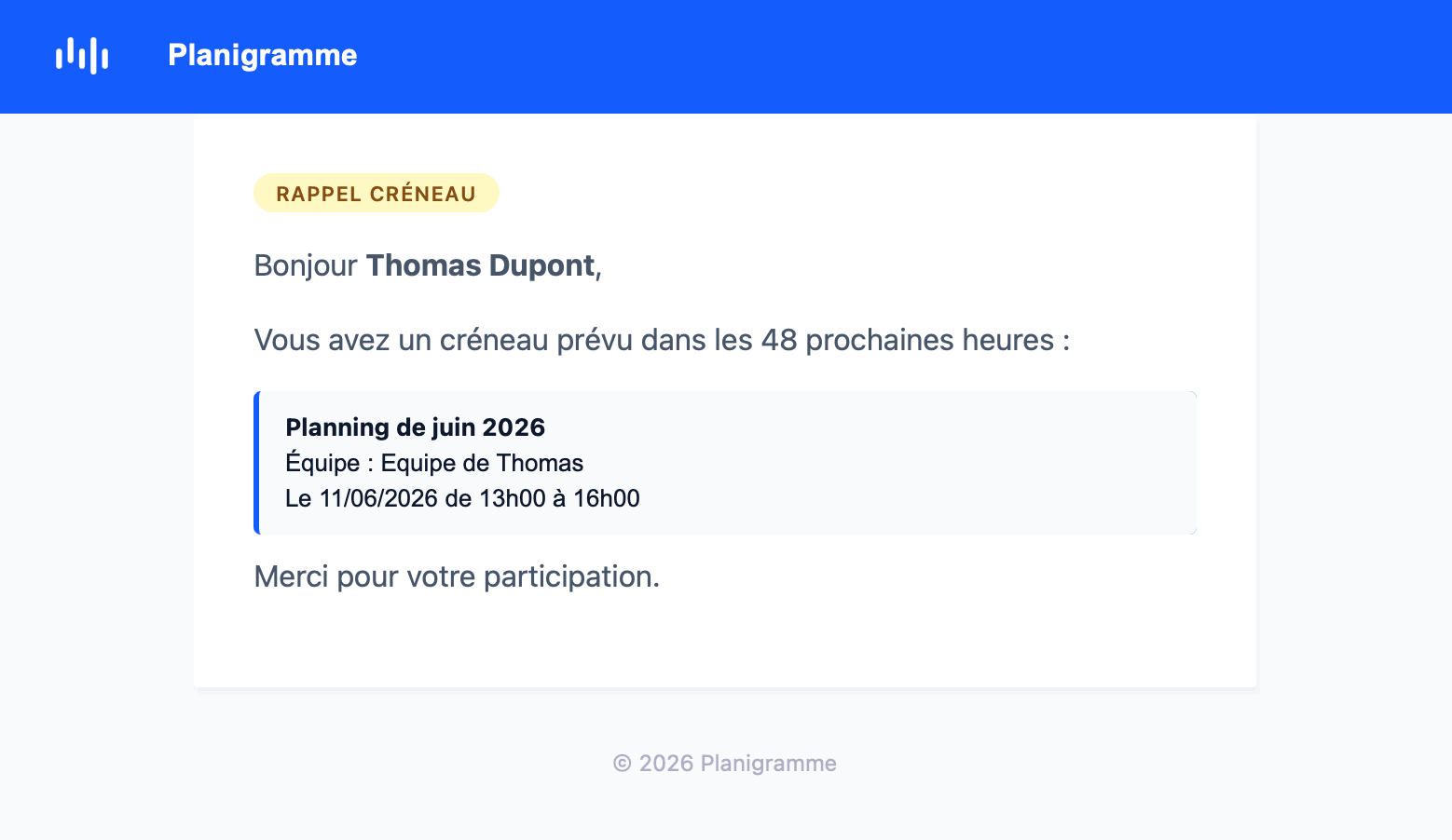 Automatic notifications for your volunteers